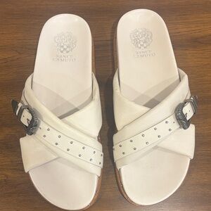 Vince Camuto Cream Buckle Sandals